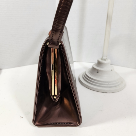 Town and country shoes pantent bronze brown vintage 50s 60s handbag evc - Picture 3 of 16